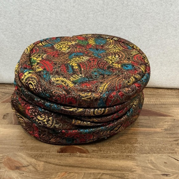 Vintage 60s 70s  Paisley Turban Hat Head Wrap Pill Box Union MadeUSA Milbrae Exc main image 7